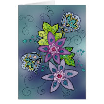 Carte turquoise de tulipes (blanc)