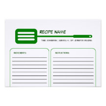 Carte verte de recette de spatule invitation