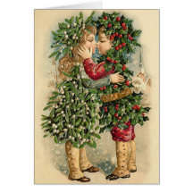 Carte victorienne de baiser de Noël