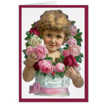 Carte victorienne de guirlande de rose