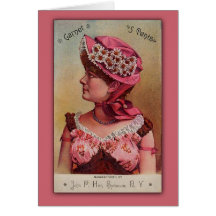 Carte victorienne vintage d'art de grenat