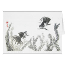 Carte vierge de poisson rouge chanceux chinois