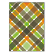 Carte vierge de rétro plaid vert orange de Brown