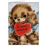 Carte vintage de chiot de Valentine pour des enfan