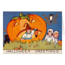 Carte vintage de Halloween d'enfants