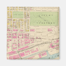 Carte vintage de Manchester NH (1892) (2) Aimant