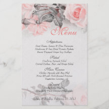 Carte vintage de menu de mariage de rose de rose d prospectus en couleur