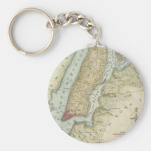 Carte vintage de New York City (1869) Porte-clef