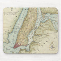Carte vintage de New York City (1869) Tapis De Souris
