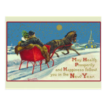 Carte vintage de nouvelles années d'illustration cartes postales