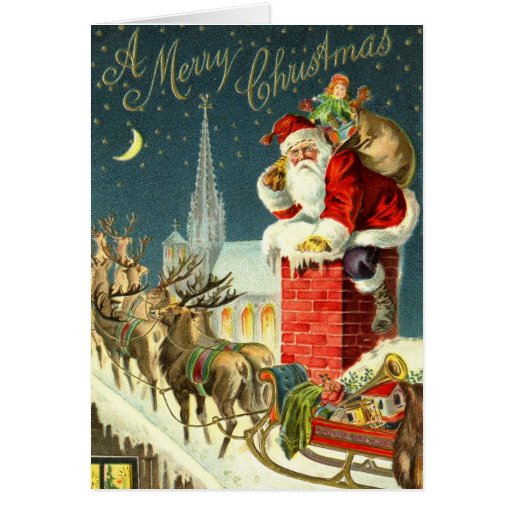 Carte vintage de Père Noël de Noël