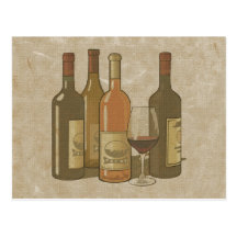 Carte vintage de recette de bouteilles de vin carte postale