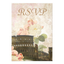 Carte vintage de Rome du rose antique RSVP de rose Invitations Personnalisables