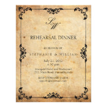Carte vintage d'invitation de dîner de répétition 
