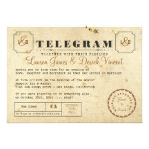 Carte vintage d'invitation de télégramme