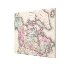 Carte vintage du Canada (1857) Toiles Tendues Sur Châssis