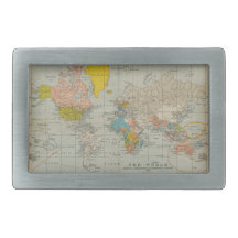 Carte vintage du monde boucle de ceinture rectangulaire