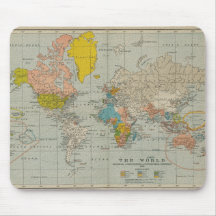 Carte vintage du monde tapis de souris