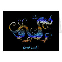 Cartes asiatiques BLEUES d'art de bonne chance de 