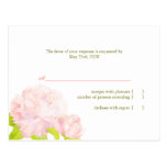 Cartes blanches de réponse de mariage de pivoine r carte postale