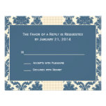 Cartes bleues de mariage damassé RSVP Cartons D'invitation
