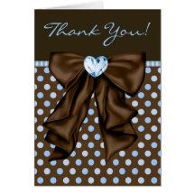 Cartes bleues de Merci de douche de bébé de Brown