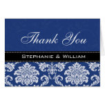 Cartes bleues de Merci de mariage damassé