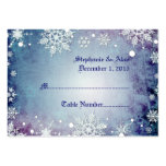 Cartes bleues hivernales d'endroit de mariage cartes de visite professionnelles