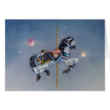 Cartes - cheval gris de carrousel de jument