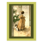 Cartes d'arbre de Noël victorien et de petite fill Cartes Postales