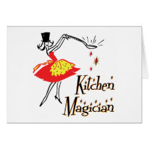 Cartes d'art de cuisine de magicien de cuisine rét
