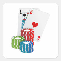 Cartes de Black Jack avec des jetons de poker Autocollant