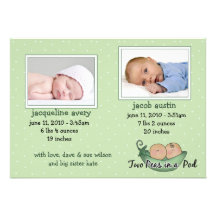 Cartes de faire-part de bébé de jumeaux