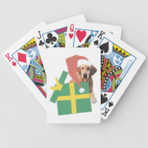 Cartes de jeu de chapeau de Père Noël de chien de 
