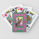Cartes de jeu roses et vertes fleuries de photo de jeux de cartes