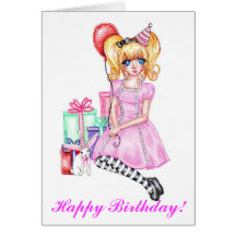 Cartes de joyeux anniversaire (rose)