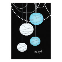 Cartes de mariage bleues de lampions d'Aqua de RSV Invitations Personnalisées