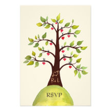 Cartes de mariage d'arbre de vert de monogramme de bristols