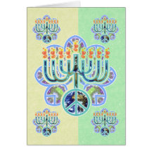 Cartes de Menorah Chanukah de paix de la terre