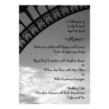 Cartes de menu de Tour Eiffel Faire-parts