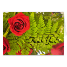 Cartes de Merci de fougère du rose rouge N