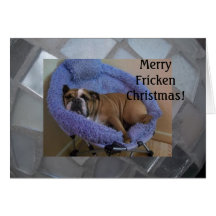 Cartes de Noël anglaises drôles de bouledogue !