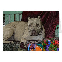 Cartes de Noël de Pitbull violettes
