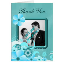 Cartes de note bleues de photo de Merci de mariage
