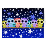 cartes de note colorées mignonnes de hiboux
