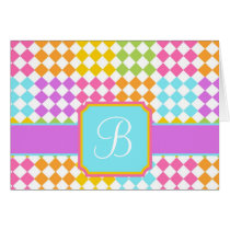 Cartes de note de Merci de monogramme de damier cartes