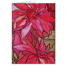 Cartes de note de Noël de poinsettias d'Alphonse M