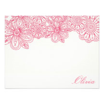 Cartes de note florales élégantes (cancer du sein) cartons d'invitation