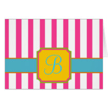 Cartes de note rayées de Merci de monogramme cartes