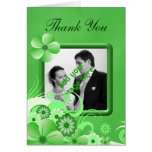 Cartes de note vertes de photo de Merci de mariage